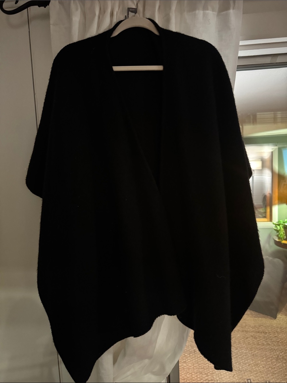 Ann Taylor 100% Wool Black Wrap-Style Poncho